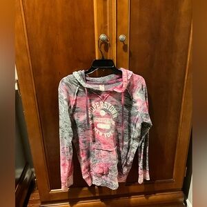 MV Sport Cooperstown New York Pink and Gray Hoodie Size Small